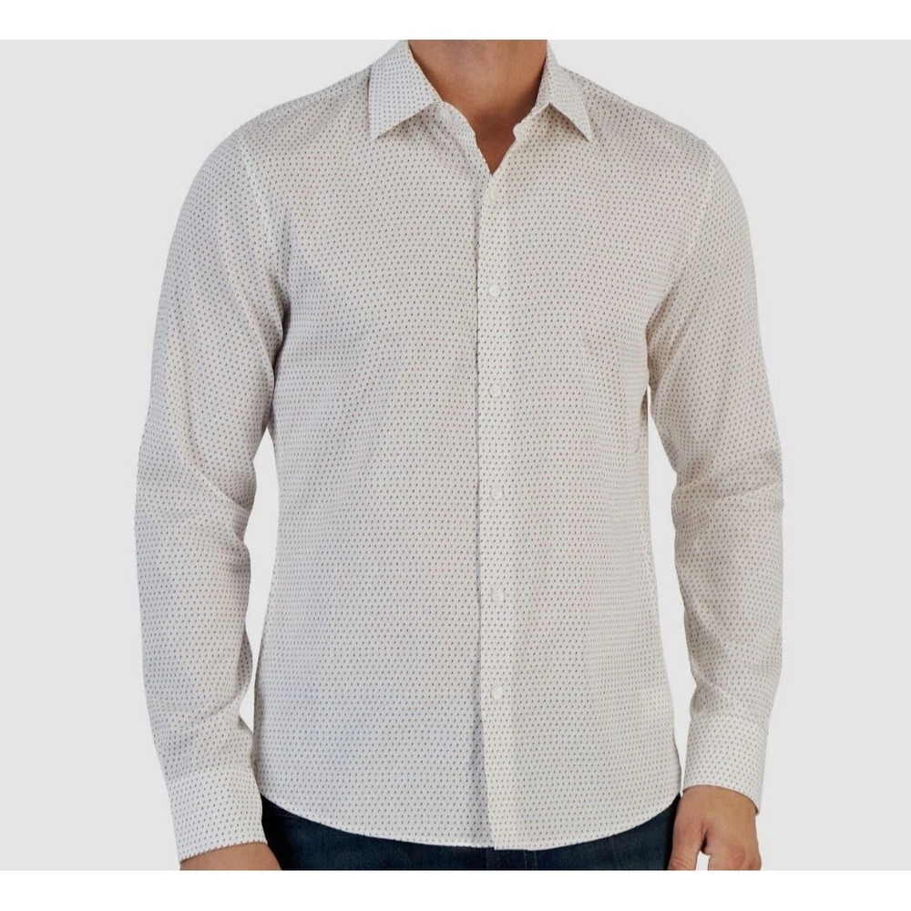 MICHAEL KORS Men's Slim-fit Stretch Polka Dot-print Button-down Shirt In...